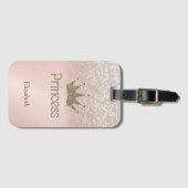 Charming Tiara, prinses, Glitter Bokeh Bagagelabel (Voorkant (horizontaal))