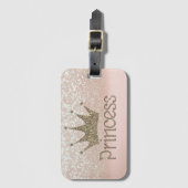 Charming Tiara, prinses, Glitter Bokeh Bagagelabel (Voorkant (verticaal))