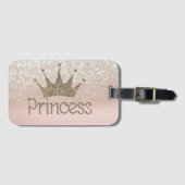 Charming Tiara, prinses, Glitter Bokeh Bagagelabel (Voorkant (horizontaal))