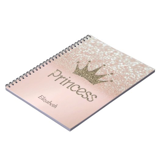 Charming Tiara, prinses, Glitter Bokeh Notitieboek (Linkerzijde)