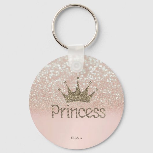 Charming Tiara, prinses, Glitter Bokeh Sleutelhanger (Voorkant)