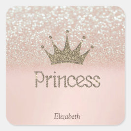 Charming Tiara, prinses, Glitter Bokeh Vierkante Sticker