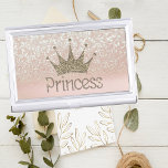 Charming Tiara, prinses, Glitter Bokeh Visitekaarthouder<br><div class="desc">Dit afbeelding is voorzien van een roze geletterde achtergrond van tiara en prinses. Een triandige,  leuke,  grappige,  stijlvolle en elegante meisjescadeau voor vrouwen en tienermeisjes.</div>