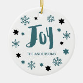 Charming Trendy Joy Blue Green Holiday Keramisch Ornament (Voorkant)