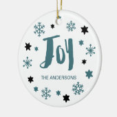 Charming Trendy Joy Blue Green Holiday Keramisch Ornament (Links)