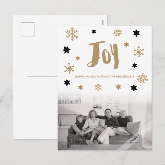 Charming Trendy Joy Holiday Foto Feestdagenkaart (Voorkant / Achterkant)