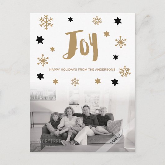 Charming Trendy Joy Holiday Foto Feestdagenkaart (Voorkant)