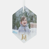 Charming Trendy Joy Holiday Foto Glas Ornament (Voorkant links)