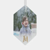 Charming Trendy Joy Holiday Foto Glas Ornament (Voorkant Rechts)
