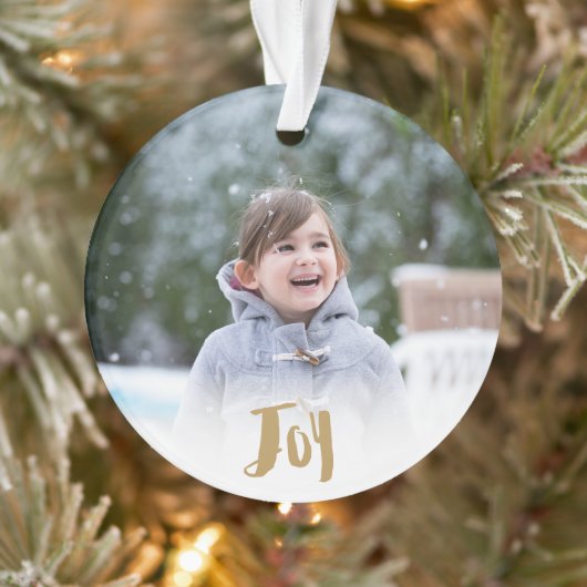 Charming Trendy Joy Holiday Foto Ornament (Boom)