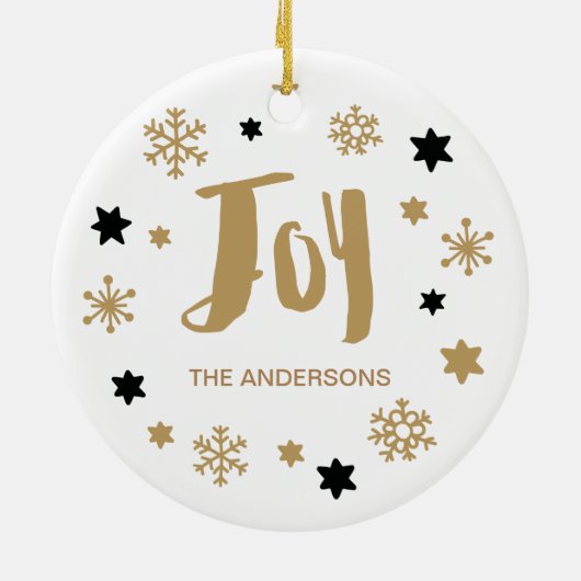 Charming Trendy Joy Holiday Keramisch Ornament (Achterkant)