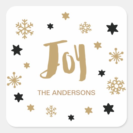 Charming Trendy Joy Holiday Vierkante Sticker (Voorkant)