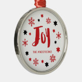 Charming Trendy Joy Red Holiday Metalen Ornament (Rechts)