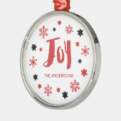 Charming Trendy Joy Red Holiday Metalen Ornament (Links)