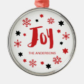 Charming Trendy Joy Red Holiday Metalen Ornament (Voorkant)