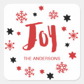 Charming Trendy Joy Red Holiday Vierkante Sticker (Voorkant)