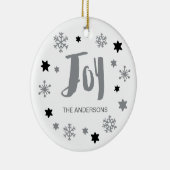 Charming Trendy Joy Silver Gray Holiday Keramisch Ornament (Rechts)