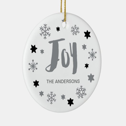Charming Trendy Joy Silver Gray Holiday Keramisch Ornament (Rechts)