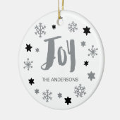 Charming Trendy Joy Silver Gray Holiday Keramisch Ornament (Links)