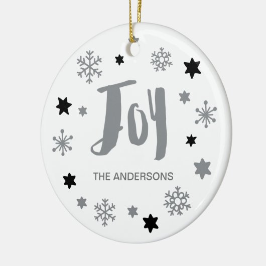 Charming Trendy Joy Silver Gray Holiday Keramisch Ornament (Links)