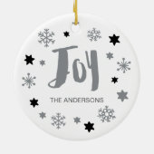 Charming Trendy Joy Silver Gray Holiday Keramisch Ornament (Achterkant)