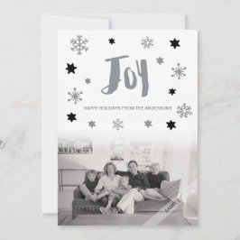 Charming Trendy Joy Silver Holiday Foto Feestdagenkaart