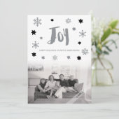 Charming Trendy Joy Silver Holiday Foto Feestdagenkaart (Staand voorkant)