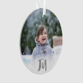 Charming Trendy Joy Silver Holiday Foto Ornament (voorkant)