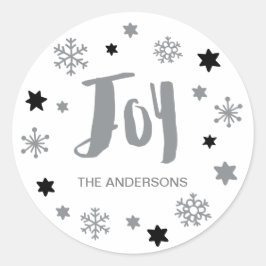 Charming Trendy Joy Silver Holiday Ronde Sticker