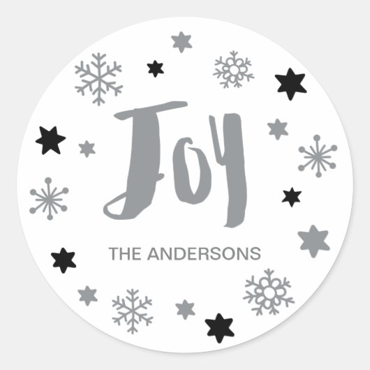 Charming Trendy Joy Silver Holiday Ronde Sticker (Voorkant)
