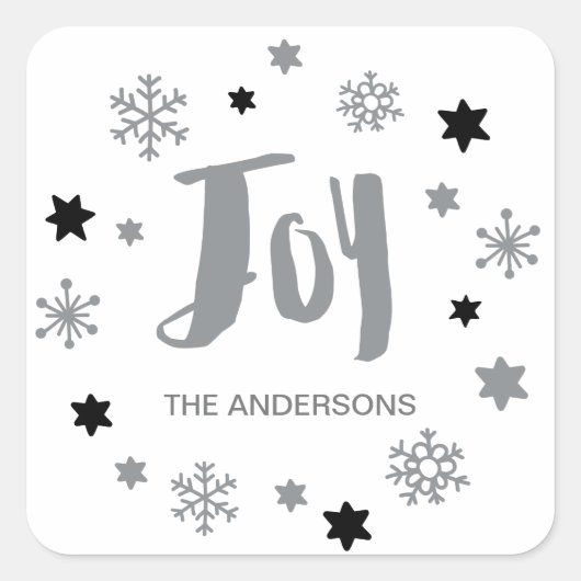 Charming Trendy Joy Silver Holiday Vierkante Sticker (Voorkant)