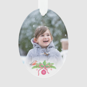 Charming Trendy Waterverf Holiday Foto Ornament