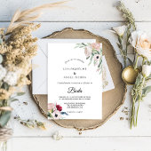 Charming Tropical Floral Greenery Spain Wedding Kaart