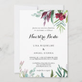 Charming Tropical Floral Greenery Spain Wedding Kaart (Voorkant)