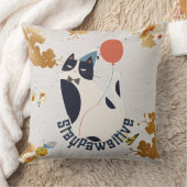 Charming Tuxedo Cat Stay Pawsitive Elegant Throw P Kussen (Deken)
