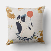 Charming Tuxedo Cat Stay Pawsitive Elegant Throw P Kussen (Achterkant)