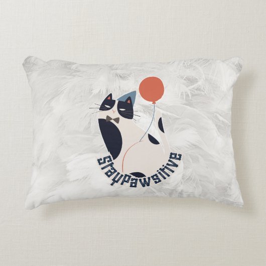 Charming Tuxedo Cat Stay Pawsitive Lumbar Accent P Accent Kussen (Voorkant)