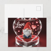 Charming Valentine Gnome in Crystal Heart Display  Briefkaart (Voorkant / Achterkant)