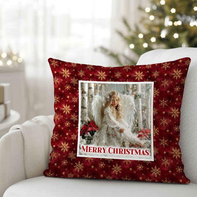 Charming Victorian Angel Red and Gold Gift Pillow Kussen (Charming Victorian Angel Red and Gold Gift Pillow)