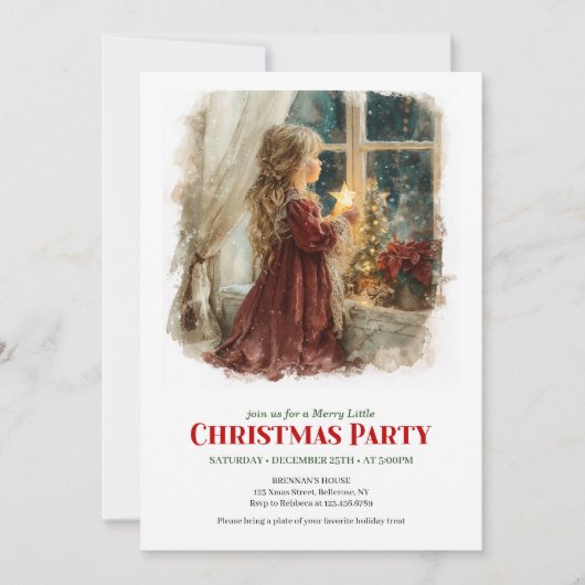 Charming Victorian Little Girl Awaiting Santa  Kaart (Voorkant)