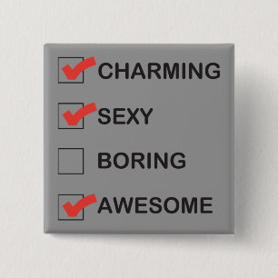 Charming Vierkante Button 5,1 Cm