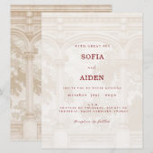 Charming, vintage, arch wedding invitation (Voorkant / Achterkant)