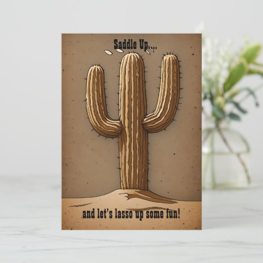 Charming Vintage Cactus Kaart (Staand voorkant)