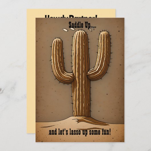 Charming Vintage Cactus Kaart (Voorkant / Achterkant)