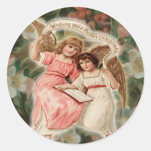 Charming Vintage Cherub Angels Ronde Sticker (Voorkant)