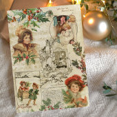 Charming Vintage Kerstmis Ephemera Collage Feestdagenkaart