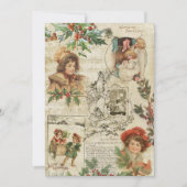 Charming Vintage Kerstmis Ephemera Collage Feestdagenkaart (Voorkant)