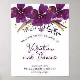 Charming Violet Waterverf Flowers Wedding Poster