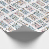 Charming Watercolor Christmas Houses Giftwrap Cadeaupapier (Hoek)