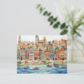 Charming Watercolor Cityscape of Belgian Briefkaart (Staand voorkant)